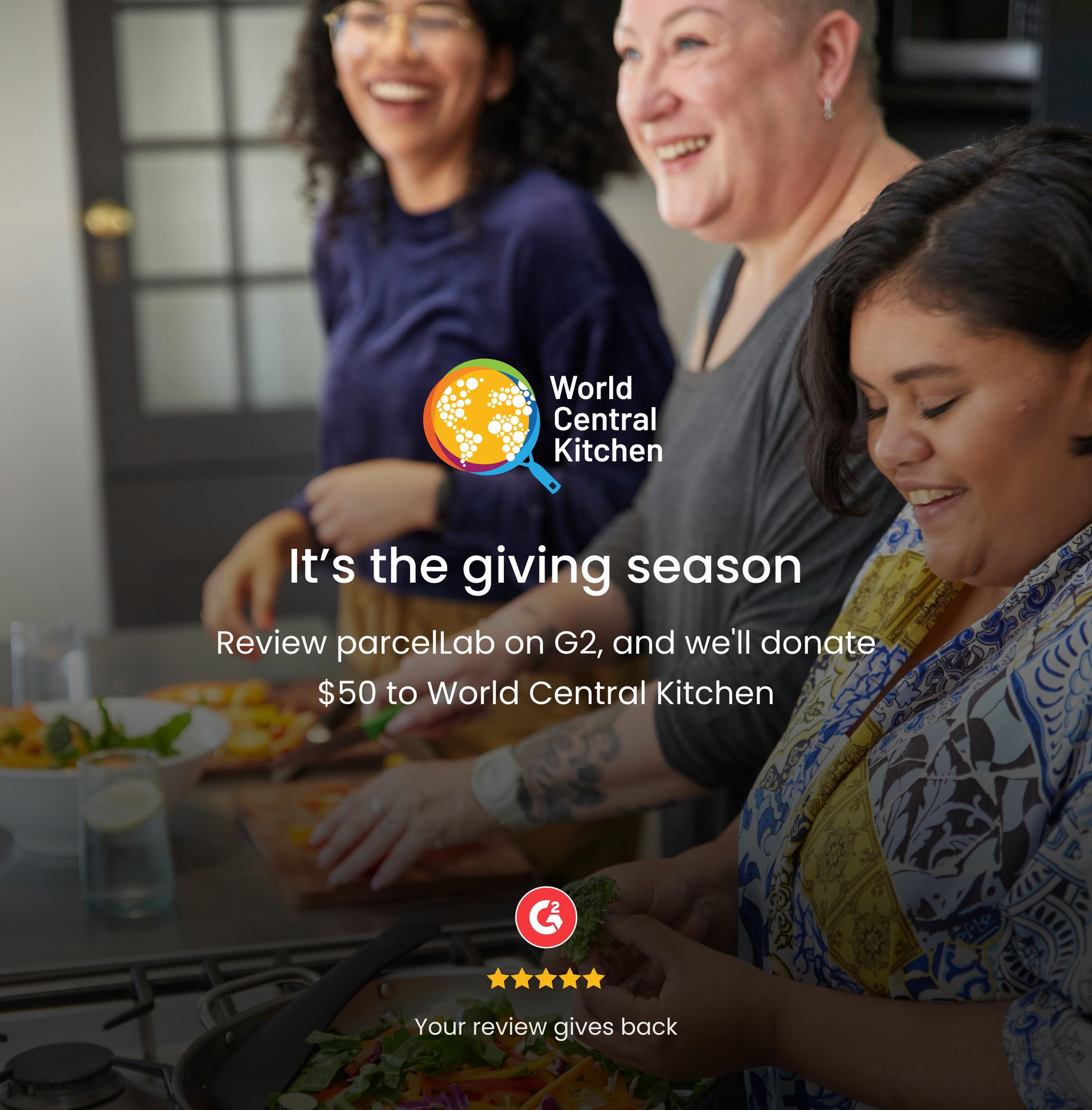 Review parcelLab on G2 to support a $50 donation to World Central Kitchen